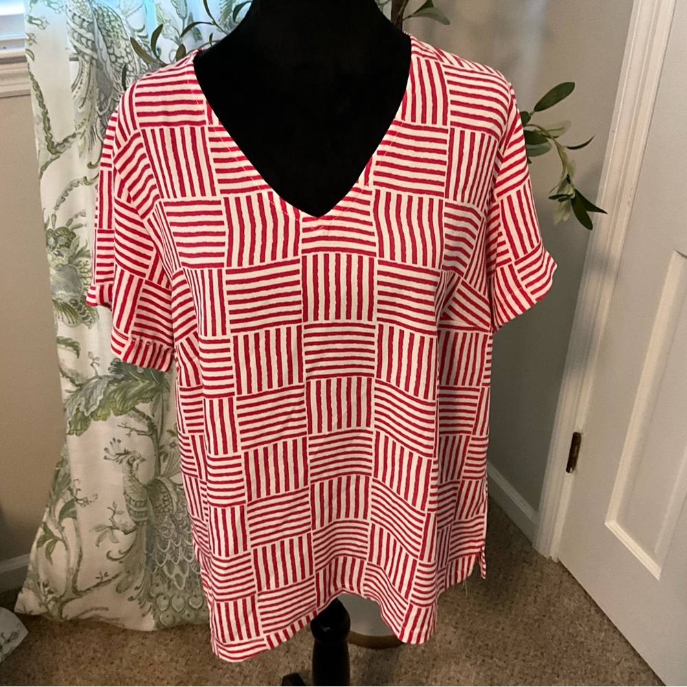 Michelle McDowell Geometric Strip V-neck blouse